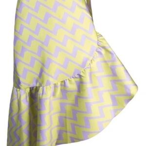 Cynthia Rowley Womens L Purple Green Evanston Zig Zag Jacquard wrap skirt
